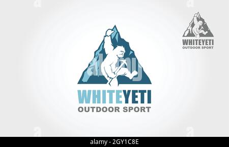 Illustrazione del logo Yeti Outdoor Sport Vector bianco. Yeti, modello di logo Vector. Il modello di logo Vector è adatto per aziende e nomi di prodotti. Illustrazione Vettoriale