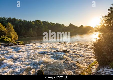 Szigetköz (Isola di Rye, Kleine Schüttinsel): Anabranch, braccio del Danubio, alba in , Györ-Moson-Sopron, Ungheria Foto Stock