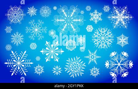 set di fiocchi di neve vettoriali, sposare natale. Illustrazione Vettoriale