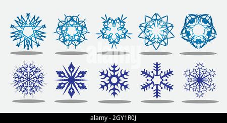 set di fiocchi di neve vettoriali, sposare natale. Illustrazione Vettoriale