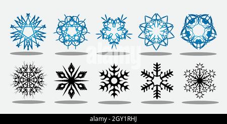set di fiocchi di neve vettoriali, sposare natale. Illustrazione Vettoriale