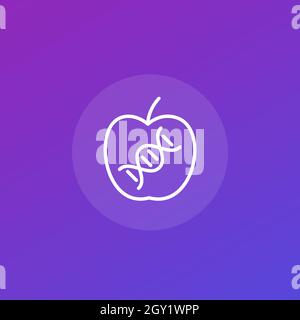 icona di mela geneticamente modificata, arte vettoriale di linea Illustrazione Vettoriale