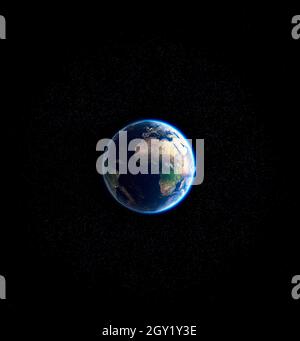 Spazzatura spaziale, vista della Terra dallo spazio circondato da detriti. rendering 3d. Elemento di questa immagine è fornito dalla NASA Foto Stock