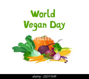 Illustrazione per la Giornata mondiale del Vegan con verdure Illustrazione Vettoriale