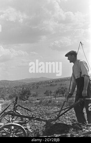 Ein rheinischer Bauer bei der Arbeit, Deutsches Reich 1930er Jahre. Un agricoltore renano lavorando, Germania 1930s. Foto Stock