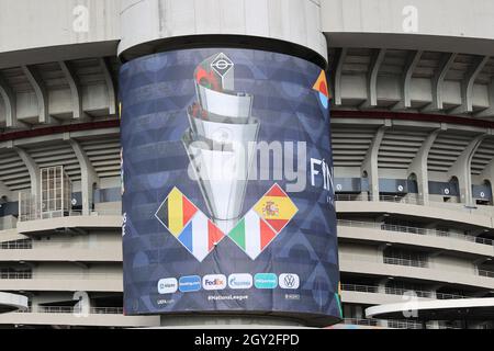 Milano, Italia. 06 ottobre 2021. Vista dello Stadio durante le finali della Lega delle Nazioni UEFA 2021 partita di calcio semifinale tra Italia e Spagna allo Stadio Giuseppe Meazza di Milano il 06 ottobre 2021 Credit: Independent Photo Agency/Alamy Live News Foto Stock