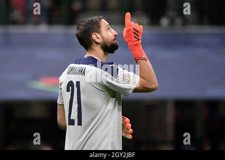 Milano, Italia. 06 ottobre 2021. Gianluigi DONNARUMMA in Italia durante la semifinale di calcio della UEFA Nations League tra Italia e Spagna allo stadio San Siro di Milano, 6 ottobre 2021. Foto Andrea Staccioli/Insidefoto Credit: Ininsidefoto srl/Alamy Live News Foto Stock