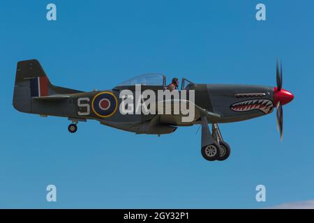 Bocca dello squalo RAF P51D Mustang al Duxford Airshow Foto Stock