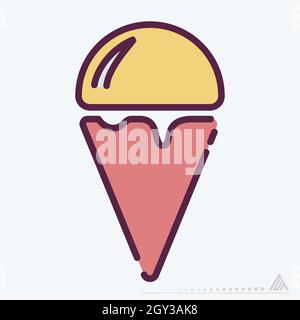 Icon Ice Cream - linea di taglio stile - illustrazione semplice, tratto modificabile, disegno modello vettore, buono per stampe, poster, annunci pubblicitari, annunci Illustrazione Vettoriale