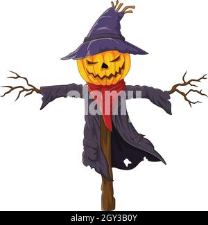 Cartoon spaventoso Halloween zucca scarablocco Illustrazione Vettoriale