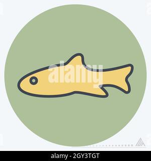 Icona Fish - stile accoppiamento colore - illustrazione semplice, tratto modificabile, vettore modello di disegno, buono per stampe, poster, pubblicità, annunci, Illustrazione Vettoriale