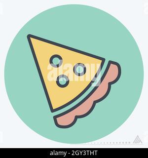 Icona Pizza - stile accoppiamento colore - illustrazione semplice, tratto modificabile, vettore modello di disegno, buono per stampe, poster, pubblicità, annunci, Illustrazione Vettoriale