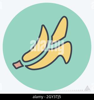 Icona Banana - stile accoppiamento colore - illustrazione semplice, tratto modificabile, vettore modello di disegno, buono per stampe, poster, pubblicità, annunci Illustrazione Vettoriale