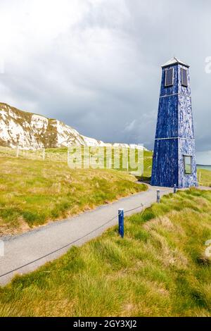 Samphire Hoe è un parco di campagna situato a 2 miglia a ovest di dover in Kent nel sud-est dell'Inghilterra. Il parco è stato creato utilizzando 4.9 milioni di metri cubi di Foto Stock