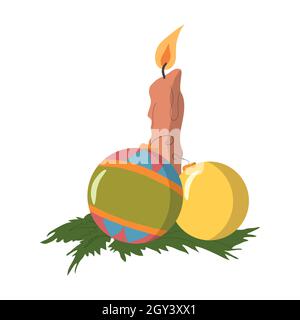 due palloncini e una candela. Halloween e festeggiamenti di compleanno illustrazione vettoriale Illustrazione Vettoriale