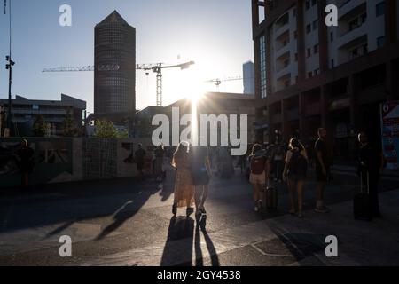 Francia, Lione il 06/08/2020. Illustrazione della vita quotidiana a Lione, Francia. Stazione ferroviaria Lyon Part-Dieu. Fotografia di Martin Bertrand. Francia, Lione 0 Foto Stock