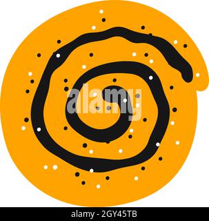 Rotolo di cannella con zucchero. Vortice. Illustrazione del vettore isolato disegnata a mano Illustrazione Vettoriale