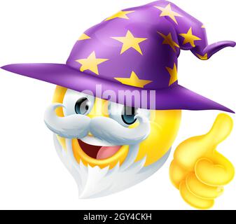 Wizard Emoticon faccia Emoji icona Cartoon Illustrazione Vettoriale