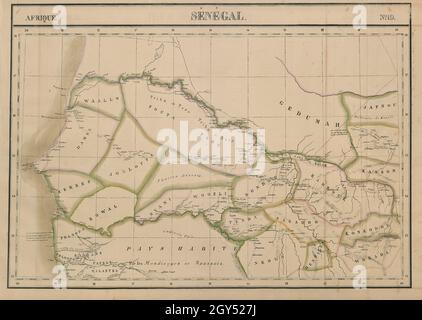 Afrique. Sénégal #19 Mappa Senegal, Gambia e Mauritania meridionale VANDERMAELEN 1827 Foto Stock