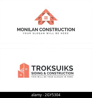 Set di costruzione casa edificio appartamento logo design Illustrazione Vettoriale