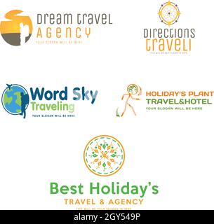 Set di logo di agenzia di viaggi vacanze Illustrazione Vettoriale
