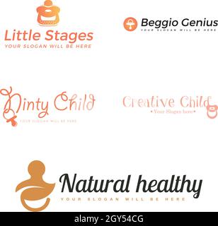 Set di logo del succhietto per bambini Illustrazione Vettoriale