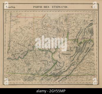 Amér Sep Parties des États-Unis #50 Ohio KY WV VA IN PA. Mappa VANDERMAELEN 1827 Foto Stock