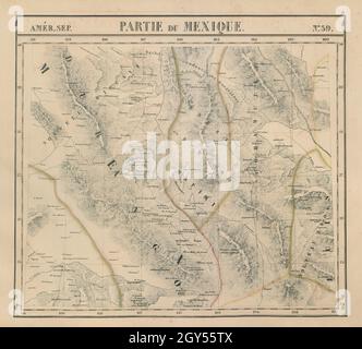 Amér. Settembre Partie du Mexique #59. Messico centrale. VANDERMAELEN 1827 vecchia mappa Foto Stock