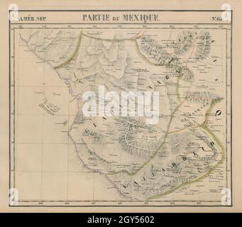 Amér. Settembre Partie du Mexique #64. Sud-ovest del Messico. VANDERMAELEN 1827 vecchia mappa Foto Stock