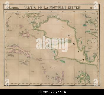 Océanique Partie de la Nouvelle Guinée 22 W Papua Moluccas VANDERMAELEN 1827 mappa Foto Stock