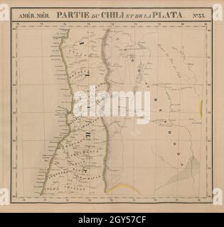 Amér Mér Chili & la Plata 33 Cile centrale. Cuyo Argentina VANDERMAELEN 1827 mappa Foto Stock
