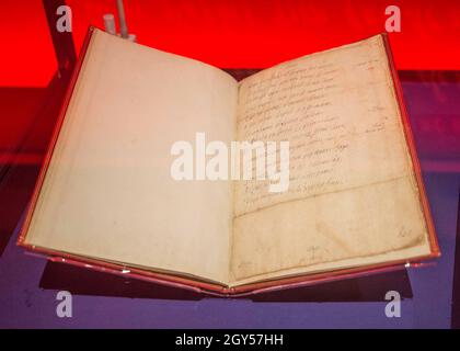 London UK 07 October 2021 questa poesia può essere l'ultima cosa che Mary ha mai scritto, il 7 febbraio 1587 è stata informata che lei sarà eseguita il prossimo morningPaul Quezada-Neiman/Alamy Live News Foto Stock