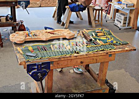 strumenti di intaglio del legno.lavorazione del legno. Foto Stock