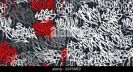Due Dark Seamless Abstract Hip Hop Street Art Graffiti Style Urban Calligraphy Vector Illustration background Art Illustrazione Vettoriale