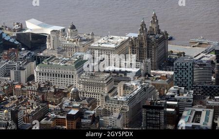 Vista aerea del centro di Liverpool Foto Stock