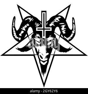 Baphomet pentagramma satana occulta diavolo paganesimo illustrazione Foto Stock