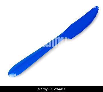 Il coltello di plastica colorato isolato su sfondo bianco. Vista dall'alto Foto Stock