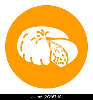 Icona glifo bianco formaggio di capra. Cartello degli animali da fattoria. Simbolo grafico per il design del sito Web, il logo, l'app, l'interfaccia utente. Illustrazione vettoriale Foto Stock