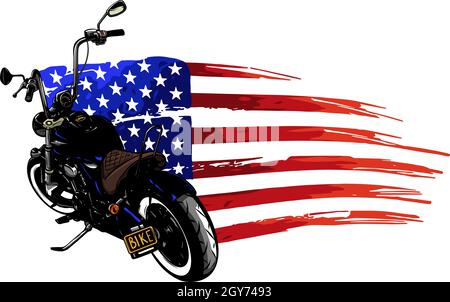 moto del trinciatore con illustrazione della bandiera americana Foto Stock