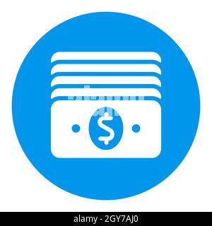Icona glifo bianco contorno denaro. Segno di affari. Simbolo grafico per il design del sito Web, il logo, l'app, l'interfaccia utente. Illustrazione vettoriale, EPS10. Foto Stock