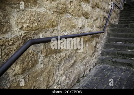 Dettaglio delle scale esterne, accesso pedonale Foto Stock