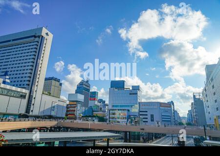 Uscita ovest per Streets of Sendai Station. Luogo di tiro: Sendai, Prefettura di Miyagi Foto Stock