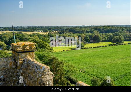 Fantastiche vedute su Norfolk Broads dalla cima della torre della chiesa di St Helen a Ranworth, Norfolk, Inghilterra. Foto Stock