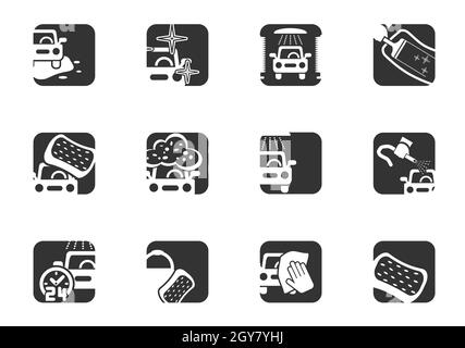 Icona del lavaggio a caravana impostata per il proprio progetto. Icone vettoriali Foto Stock