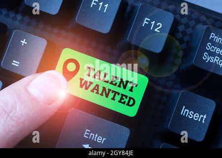 Segno di testo che mostra Talent Wanted, metodo di Business Approach per identificare ed estrarre gli indizi di indagine rilevanti Gifted Abstract Gathering Online, Foto Stock