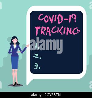 Testo che mostra l'ispirazione Covid 19 Tracking, vetrina aziendale processo di distinzione dei possibili individui infetti visualizzati informazioni importanti Foto Stock