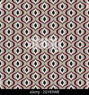 Composizione geometrica ondulata classica. Stile retrò anni '70. Pattern vettoriale senza giunture. Perfetto come carta da parati, carta da imballaggio, sfondo, ecc. Illustrazione Vettoriale