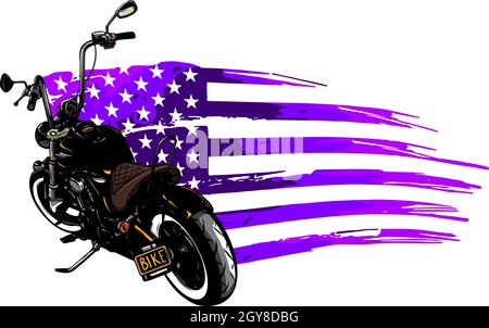 moto del trinciatore con illustrazione della bandiera americana Foto Stock