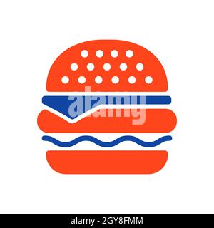 Icona glifo vettore Burger. Cartello fast food. Simbolo grafico per la progettazione di siti Web e applicazioni, logo, app, interfaccia utente Foto Stock