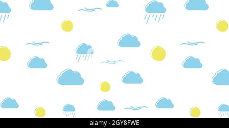 Motivo di sfondo senza cuciture, nuvole bianche diverse - illustrazione vettoriale Foto Stock
